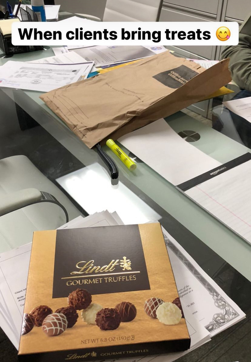Treats brought to the office by clients